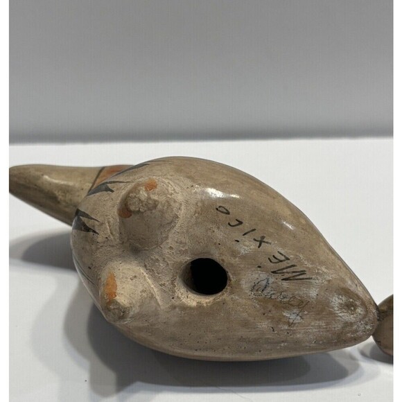 Mexican Pottery Hand Painted Toucan Birds Folk Art Figurine Signed Set 2 Brown - Picture 14 of 14